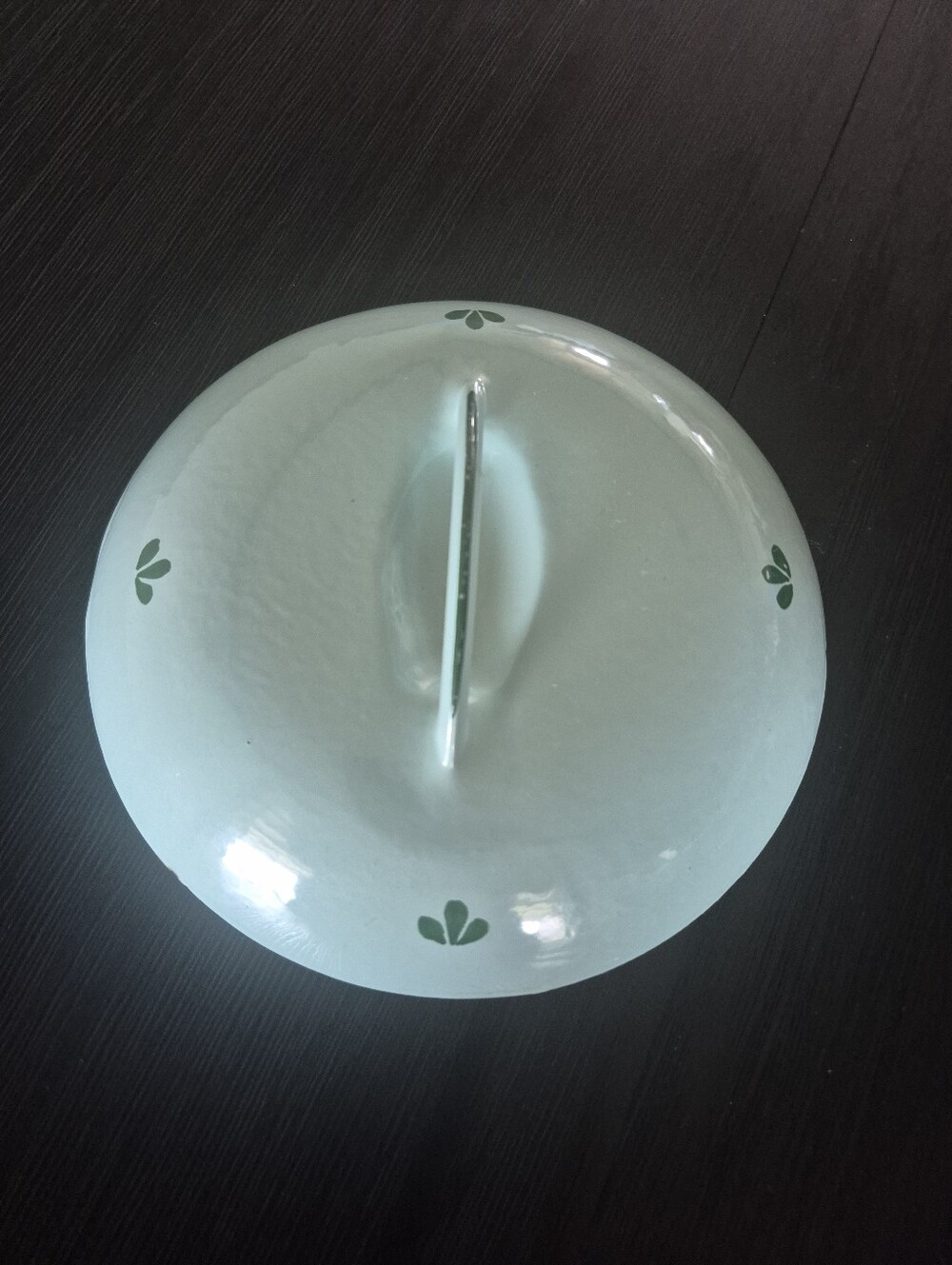 Vintage DRU Holland Enamel Cast Iron Lid 8" Mint Green Replacement Lid Only